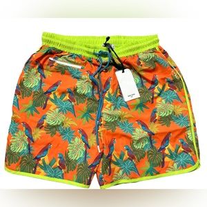 GRACE KARIN men’s lightweight swim trunks shorts tropical pattern size M NWT